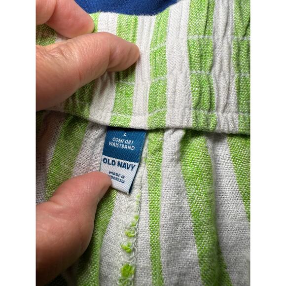 Old Navy striped linen‎ pocket pull on shorts womens large comfort coastal boho - Picture 4 of 9